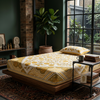 Premium Hand Block Printed Fitted Bedsheet – 100% Pure Cotton King Size (96 x 108 in)