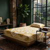 Premium Hand Block Printed Fitted Bedsheet – 100% Pure Cotton King Size (96 x 108 in)