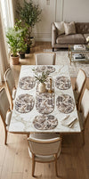Hand Beaded Table Runner and Placemat Set, Boho Botanical Dragonfly Dining Decor