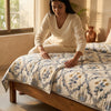 Authentic Jaipur Hand Block Print Cotton Dohar – King Size Boho Summer Quilt / Rajai