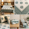 Jaipur Hand Block Print King Size Bed Cover – 100% Cotton Floral Boho Bed Cover (108 x 108 in)