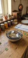 Hand Hammered Kadai Serving Bowls Set | Stainless Steel Brass Handles, Indian Serveware