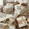 Minimalist Floral Super King Size Thick Bedsheet (108 x 108 inches) - Premium Cream Collection with 2 Matching Pillow Covers