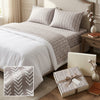Modern Pattern & Floral King Size Bedsheet (108 x 108 inches) - Premium Printed 3-Piece Set with Ribbon Gift Packaging