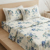 Jaipur Hand Block Print King Size Bed Sheet with Laced Cushion Covers – 108 x 108 in Pure Cotton