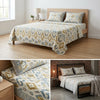 Abstract Jaipuri Hand Block Print King Size Bedsheet – 100% Pure Cotton (108 x 108 in) with 2 Pillow Covers