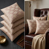 Luxury Shimmer Gold Embossed Cushion Covers (Set of 5) – 18" x 18" Premium Decorative Throw Pillow Cases