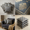 Luxury Shimmer Gold Embossed Cushion Covers (Set of 5) – 18" x 18" Premium Decorative Throw Pillow Cases