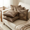 Luxury Shimmer Gold Embossed Cushion Covers (Set of 5) – 18" x 18" Premium Decorative Throw Pillow Cases